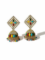 Light Pink Meenakari Jhumka - Image 2