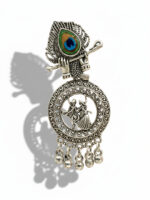 Sliver Flute hand Radha Krishna Jhumki - Image 2