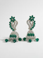 Traditional Green Dimond work Jhumka - Image 2