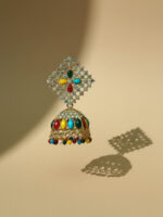 Light Pink Meenakari Jhumka - Image 3