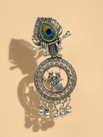 Sliver Flute hand Radha Krishna Jhumki - Image 3