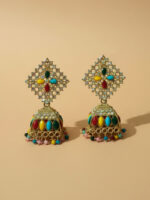 Light Pink Meenakari Jhumka - Image 4