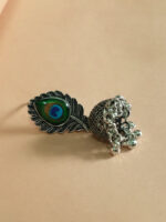 Sliver Peacock Feather Jhumka - Image 5