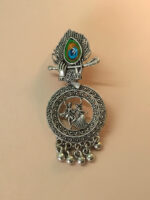 Sliver Flute hand Radha Krishna Jhumki - Image 5