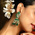 Traditional Green Dimond work Jhumka