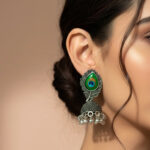 Sliver Peacock Feather Jhumka