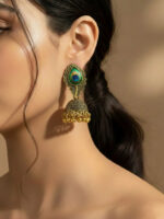 Peacock Feather Golden Colour Oxidized Jhumki